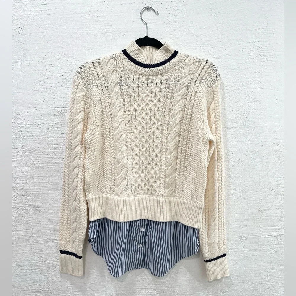 Veronica Beard Fritz Mixed Media Sweater in Ivory - Picture 2 of 5